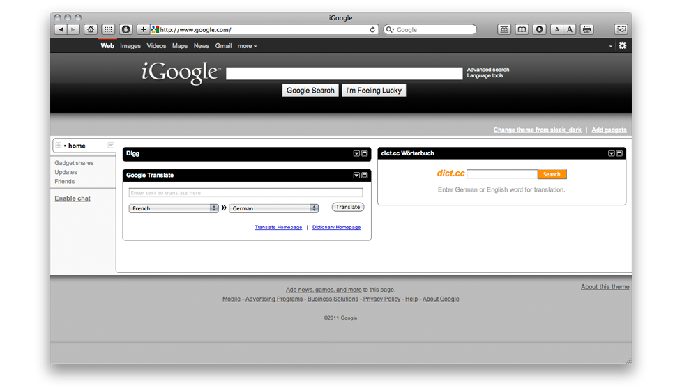 Screenshot iGoogle - sleek_dark